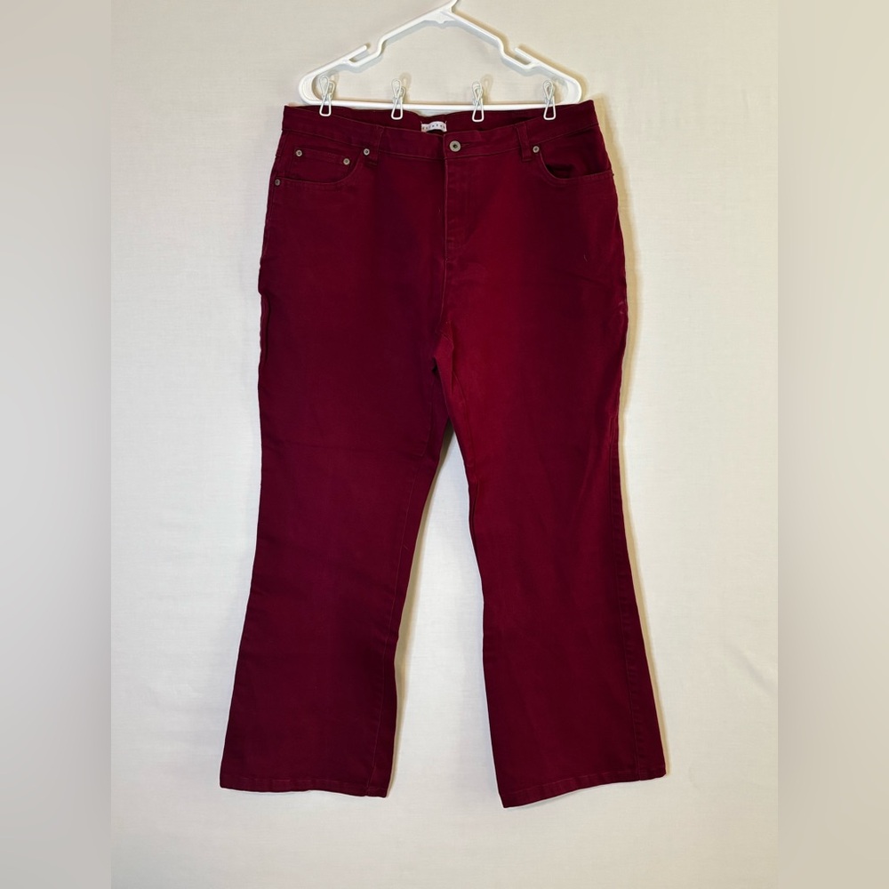 Red Wide Leg Flare Jeans Fashion Forward